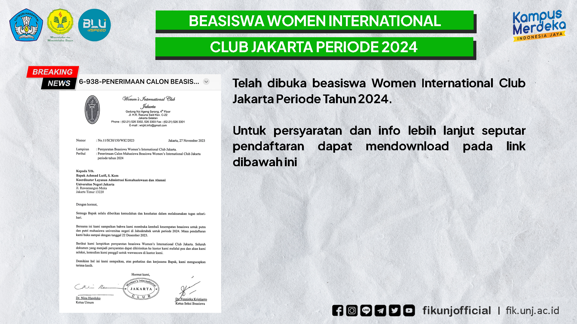 Beasiswa WIC Jakarta 2024