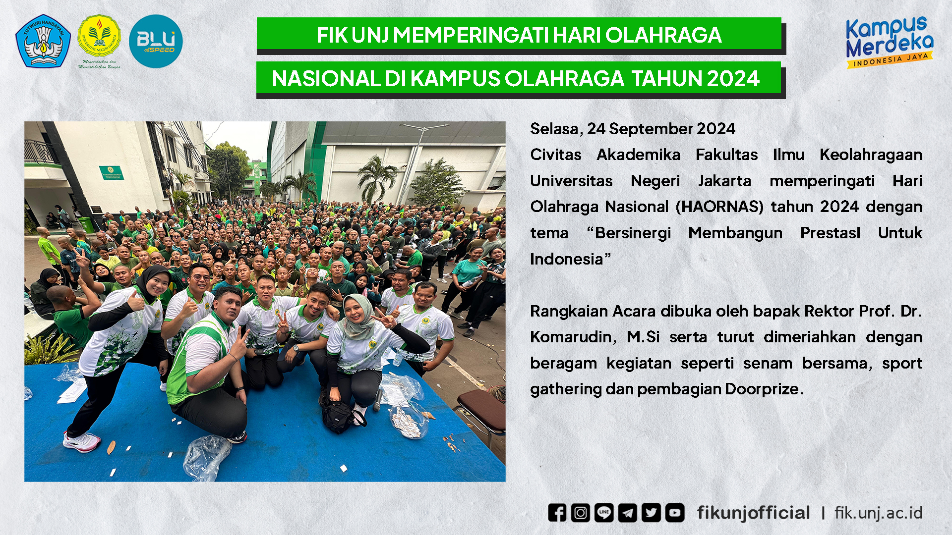 FIKK UNJ MEMPERINGATI HARI OLAHRAGA NASIONAL 2024