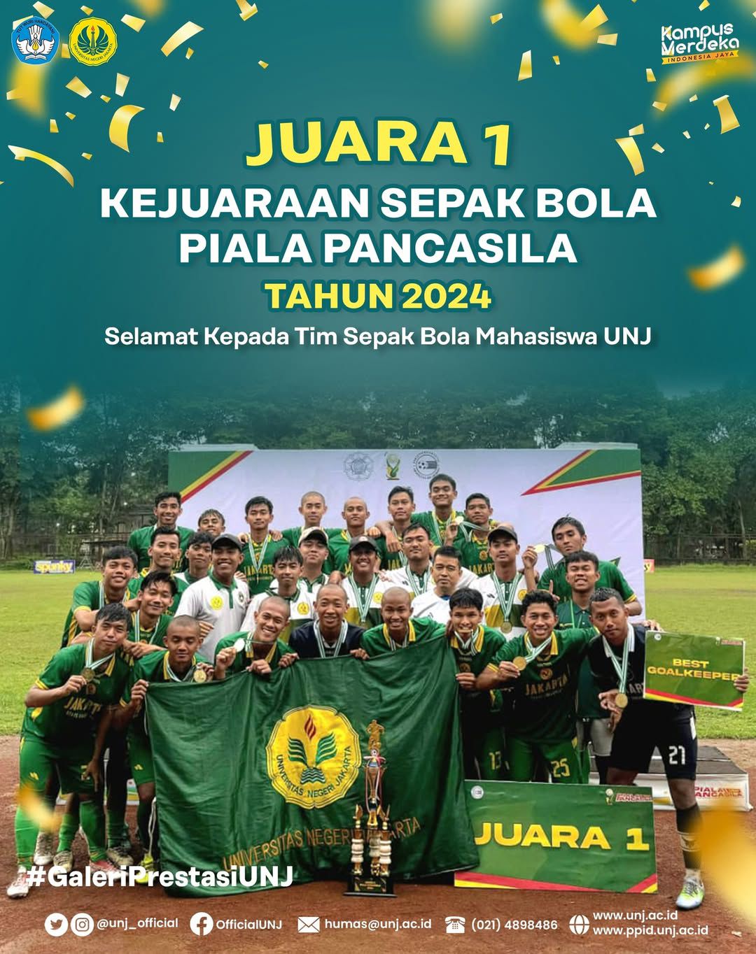 TIM SEPAKBOLA UNJ BERHASIL RAIH JUARA 1 PIALA PANCASILA YANG DISELENGGARAKAN UGM TAHUN 2024
